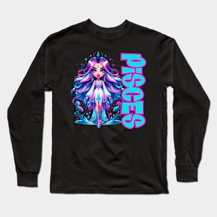 Pisces Szn Dollz Zodiac Birthday Baddie Y2K Anime Long Sleeve T-Shirt